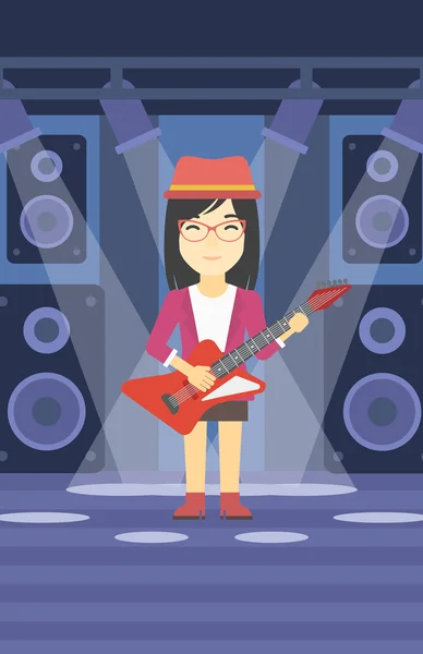 Musician playing electric guitar. — Stock Vector