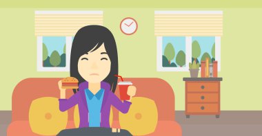 Hamburger vektör çizim yemek kadın.