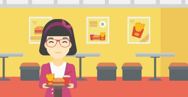 Tepsi hızlı kadar dolu kadınla.