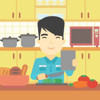 Adam yemek sağlıklı sebze salata.