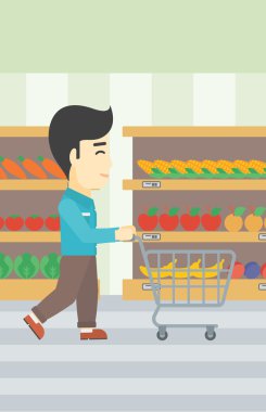 Müşteri alışveriş sepeti vektör çizim ile.