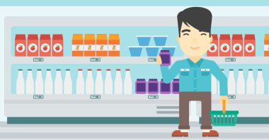 Müşteri alışveriş sepetine ve tüp krem.