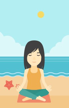 Lotus pozunda meditasyon yapan kadın..