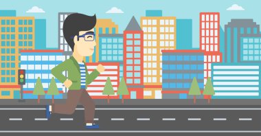 Genç adam çalışan vektör çizim.