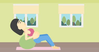 Jimnastik topu hamile kadın.