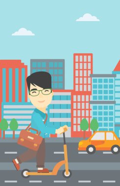 Tekme scooter vektör çizim kişini.