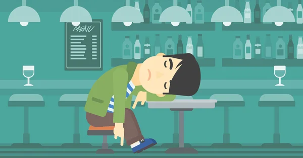 Spící muž v baru. — Stockový vektor