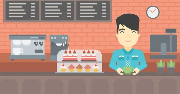 Człowiek ilustracja wektorowa przygotowywania kawy. — Wektor stockowy