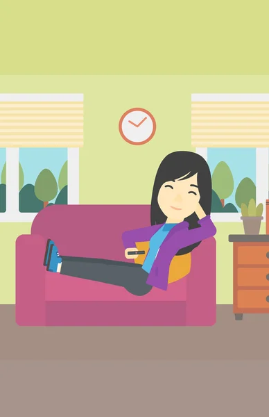 Woman lying on sofa vector illustration. — Wektor stockowy