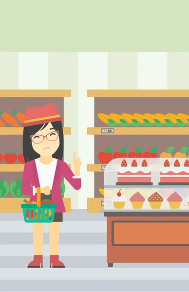Woman refusing junk food vector illustration. — Stock Vector