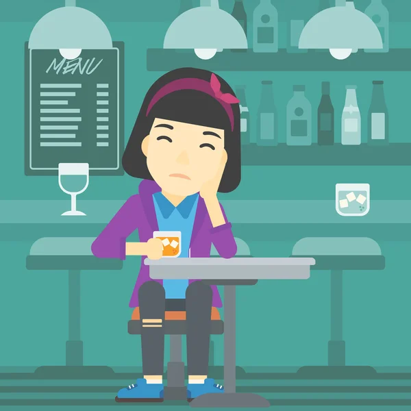 Woman drinking at the bar vector illustration. — Stock vektor