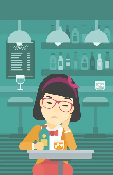 Mulher bebendo no bar ilustração vetorial . — Vetor de Stock