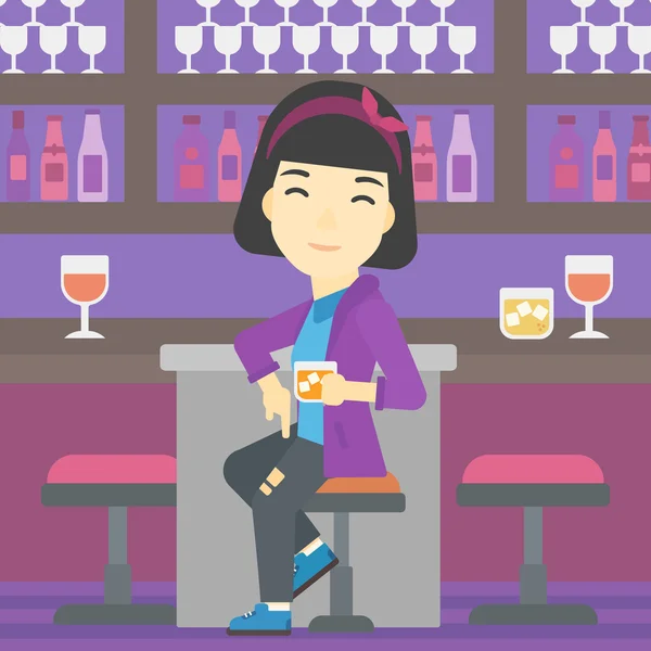 Γυναίκα κάθεται στο μπαρ μετρητή. — Διανυσματικό Αρχείο