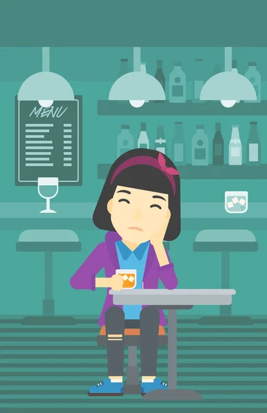 Donna che beve al bar illustrazione vettoriale . — Vettoriale Stock