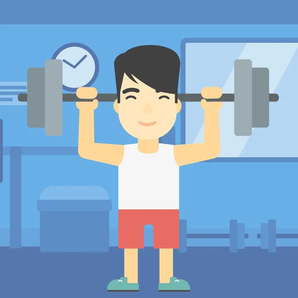 Man lifting barbell vector illustration. — Stock Vector