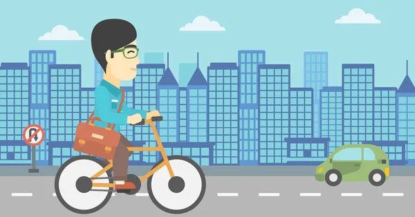 Homem montando bicicleta vetor ilustração . — Vetor de Stock