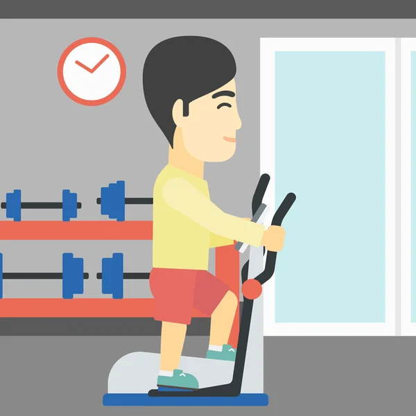 Man exercising on elliptical trainer. — Stock Vector