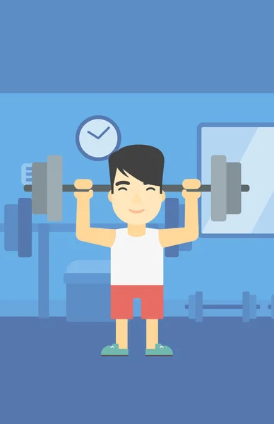 Man lifting barbell vector illustration. — Stock Vector