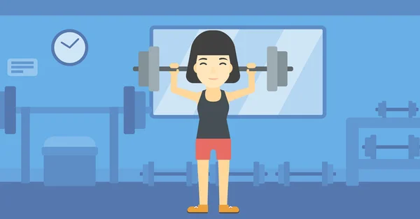 Woman lifting barbell vector illustration. — Stock Vector