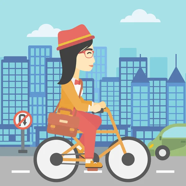 Woman riding bicycle vector illustration. — Stock Vector