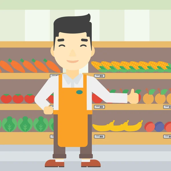 Illustration vectorielle sympathique de travailleur de supermarché . — Image vectorielle
