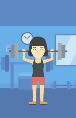 Kadın halter vektör çizim kaldırma.