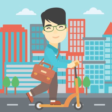 Tekme scooter vektör çizim kişini.
