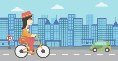 Kadın binicilik bisiklet vektör çizim.