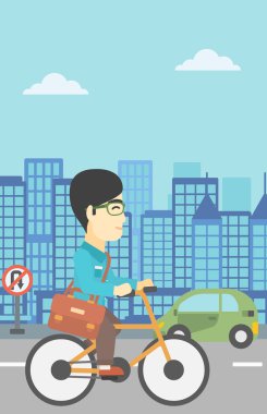 Adam binicilik bisiklet vektör çizim.