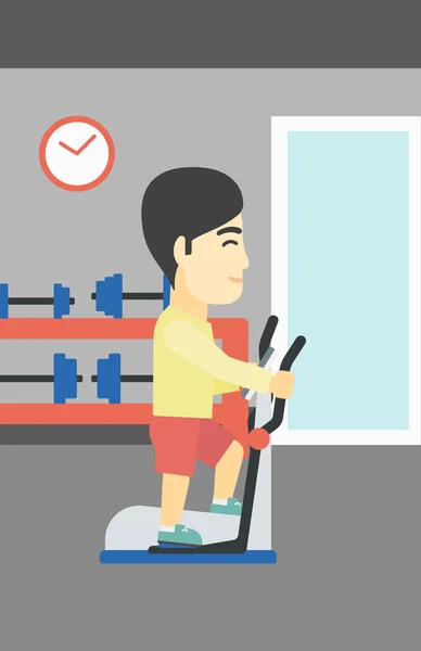 Man exercising on elliptical trainer. — Stock Vector