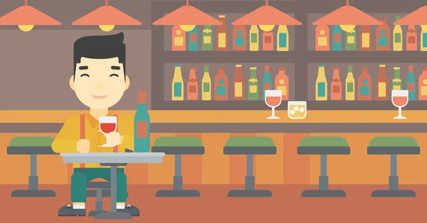 Man het drinken van wijn op restaurant. — Stockvector