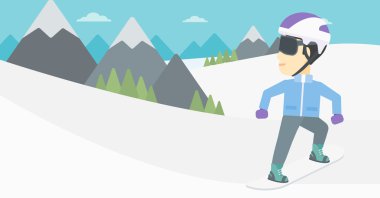 Genç adam snowboard vektör çizim.