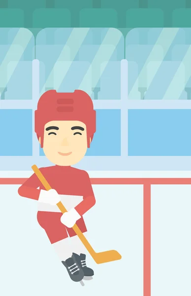 Giocatore di hockey su ghiaccio con illustrazione vettoriale bastone . — Vettoriale Stock