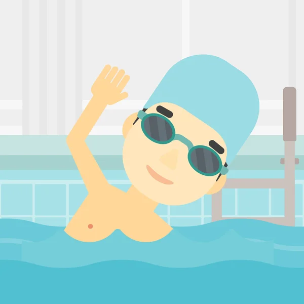 Homem nadando na piscina ilustração vetorial . — Vetor de Stock