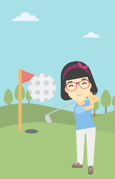 Golfer raken van de bal vector illustratie. — Stockvector