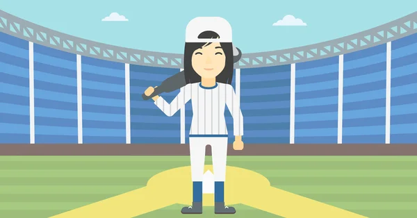 Jogador de beisebol com ilustração vetorial de bastão . — Vetor de Stock