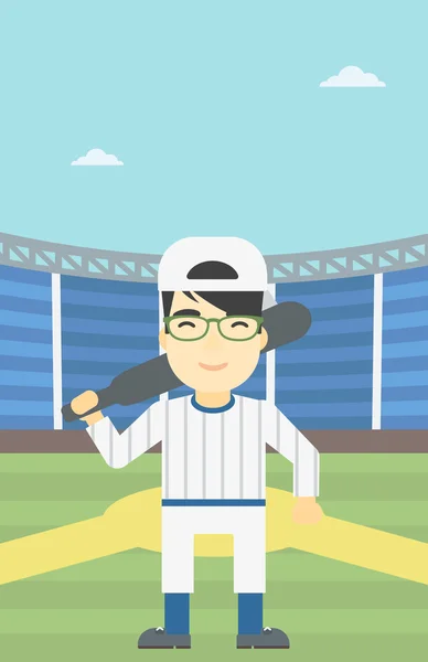 Baseballspieler mit Fledermausvektorillustration. — Stockvektor
