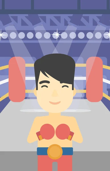 Boxeador seguro en guantes vector ilustración . — Vector de stock