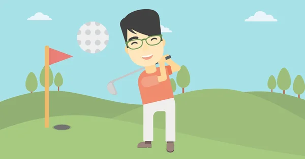 Golfista atingindo a ilustração vetorial bola . — Vetor de Stock