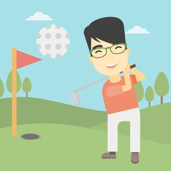 Golfista colpire il vettore palla illustrazione . — Vettoriale Stock
