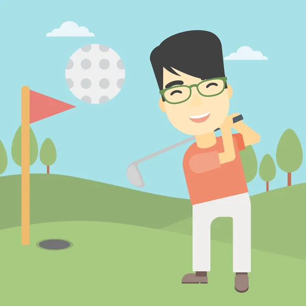 Ilustracja wektorowa golfista uderzenia piłki. — Wektor stockowy