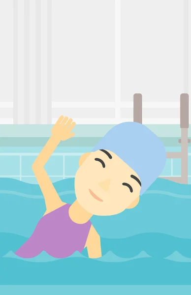 Mujer nadando en piscina vector ilustración . — Vector de stock