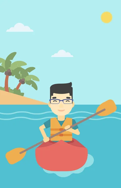 Homme chevauchant en illustration vectorielle de kayak . — Image vectorielle