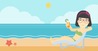 Woman sitting in chaise longue vector illustration