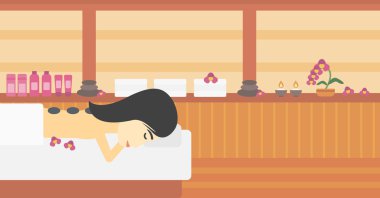 Woman getting stone therapy vector illustration.