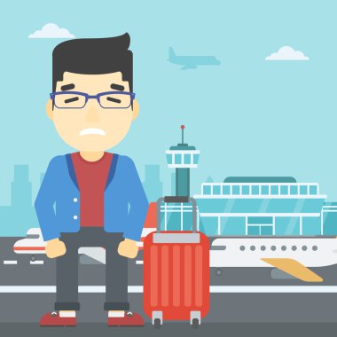 Adam Uçuş korkusu acı.