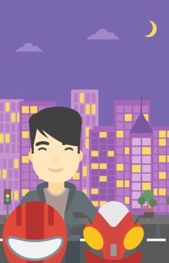 Motosiklet kask vektör çizim erkekte.