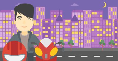 Motosiklet kask vektör çizim erkekte.