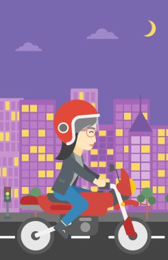 Woman riding motorcycle vector illustration.