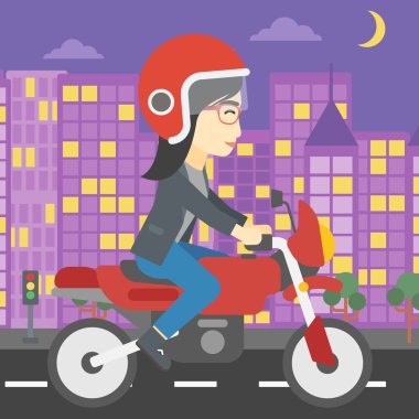 Woman riding motorcycle vector illustration.